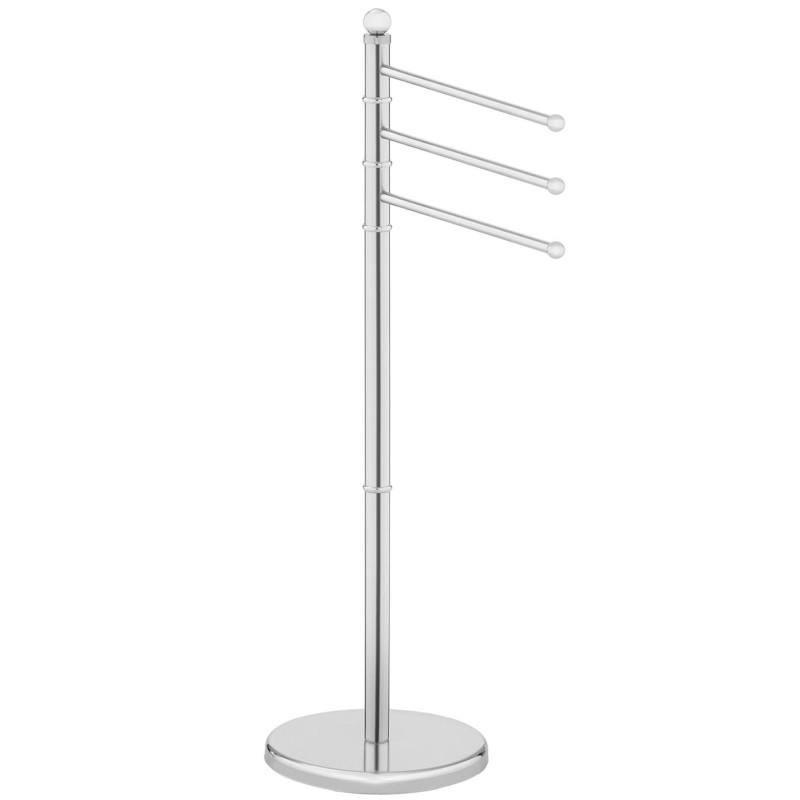 Ant grindų montuojamas pasukamas stovas 3 rankšluosčiams.CHROMAS PLIENAS