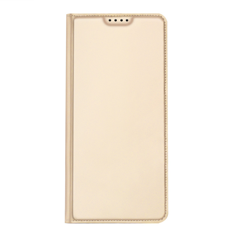 Dux Ducis Skin Pro dėklas, skirtas Samsung Galaxy S23 dangteliu su atvartu kortelės piniginės stovu auksinis