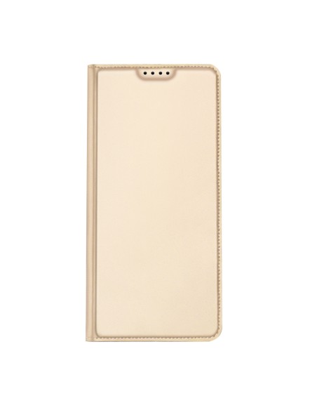 Dux Ducis Skin Pro dėklas, skirtas Samsung Galaxy S23 dangteliu su atvartu kortelės piniginės stovu auksinis