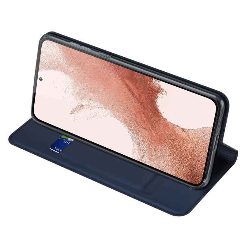 Dux Ducis Skin Pro dėklas, skirtas Samsung Galaxy S23+ dangtelis su atvartu kortelės piniginės stovu mėlynas