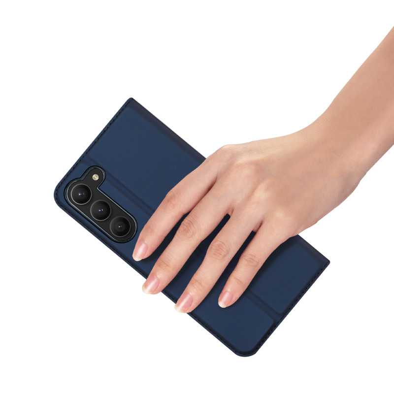 Dux Ducis Skin Pro dėklas, skirtas Samsung Galaxy S23+ dangtelis su atvartu kortelės piniginės stovu mėlynas