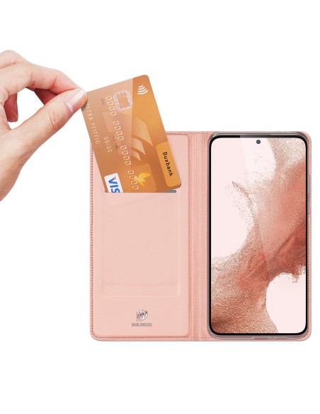 Dux Ducis Skin Pro dėklas, skirtas Samsung Galaxy S23+ dangtelis su atvartu kortelės piniginės stovu rožinis Dux Ducis Skin Pro dėklas, skirtas Samsung Galaxy S23+ dangtelis su atvartu kortelės piniginės stovu rožinis