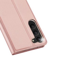 Dux Ducis Skin Pro dėklas, skirtas Samsung Galaxy S23+ dangtelis su atvartu kortelės piniginės stovu rožinis
