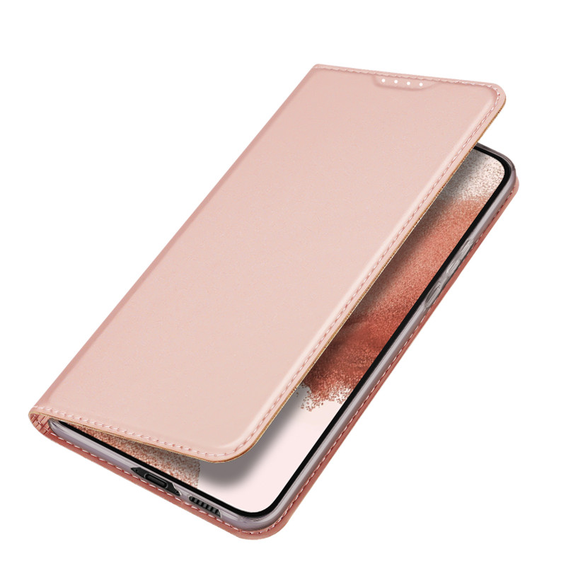 Dux Ducis Skin Pro dėklas, skirtas Samsung Galaxy S23+ dangtelis su atvartu kortelės piniginės stovu rožinis