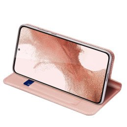 Dux Ducis Skin Pro dėklas, skirtas Samsung Galaxy S23+ dangtelis su atvartu kortelės piniginės stovu rožinis
