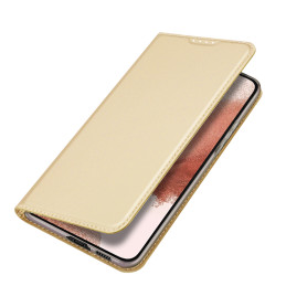 Dux Ducis Skin Pro dėklas, skirtas Samsung Galaxy S23+ dangtelis su atvartu kortelės piniginės stovu auksinis