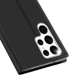 Dux Ducis Skin Pro dėklas, skirtas Samsung Galaxy S23 Ultra dangtelis su atvartu kortelės piniginės stovu juodas