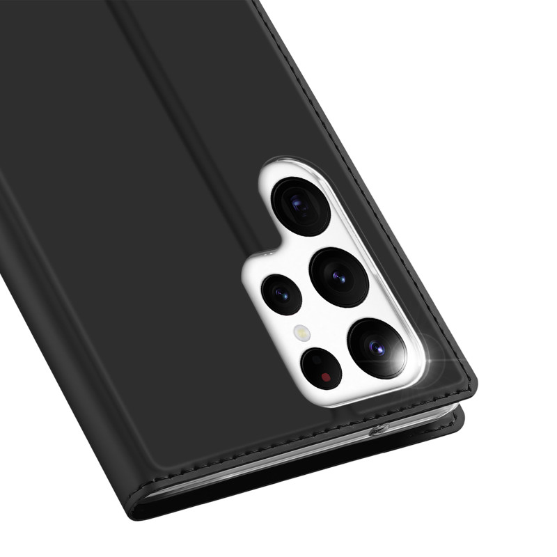 Dux Ducis Skin Pro dėklas, skirtas Samsung Galaxy S23 Ultra dangtelis su atvartu kortelės piniginės stovu juodas