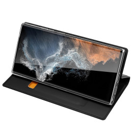 Dux Ducis Skin Pro dėklas, skirtas Samsung Galaxy S23 Ultra dangtelis su atvartu kortelės piniginės stovu juodas