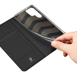 Dux Ducis Skin Pro dėklas, skirtas Samsung Galaxy S23 Ultra dangtelis su atvartu kortelės piniginės stovu juodas