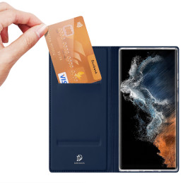 Dux Ducis Skin Pro dėklas, skirtas Samsung Galaxy S23 Ultra dangtelis su atvartu kortelės piniginės stovu mėlynas