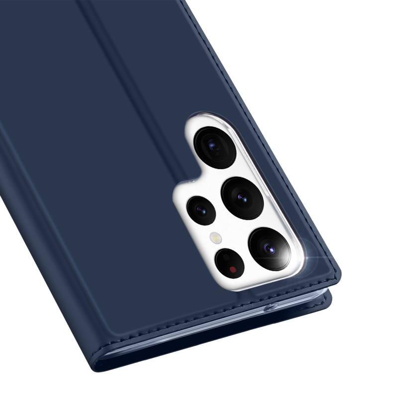 Dux Ducis Skin Pro dėklas, skirtas Samsung Galaxy S23 Ultra dangtelis su atvartu kortelės piniginės stovu mėlynas