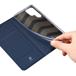 Dux Ducis Skin Pro dėklas, skirtas Samsung Galaxy S23 Ultra dangtelis su atvartu kortelės piniginės stovu mėlynas