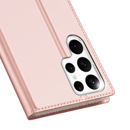 „Dux Ducis Skin Pro“ dėklas, skirtas „Samsung Galaxy S23 Ultra Flip Cover Card Wallet Stand“, rožinis