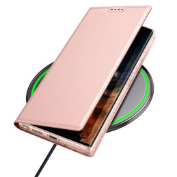 „Dux Ducis Skin Pro“ dėklas, skirtas „Samsung Galaxy S23 Ultra Flip Cover Card Wallet Stand“, rožinis