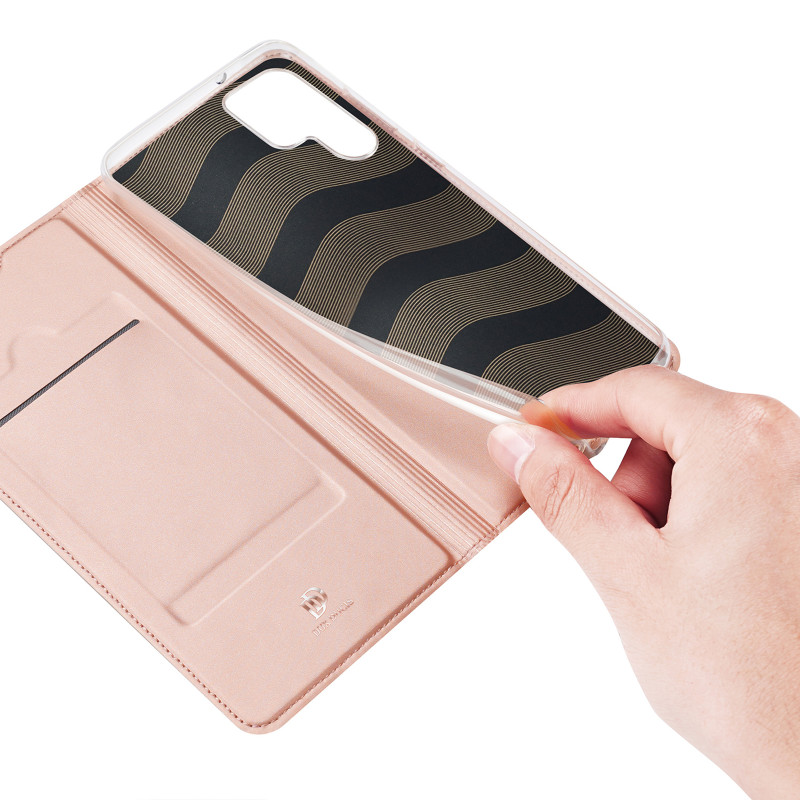 „Dux Ducis Skin Pro“ dėklas, skirtas „Samsung Galaxy S23 Ultra Flip Cover Card Wallet Stand“, rožinis