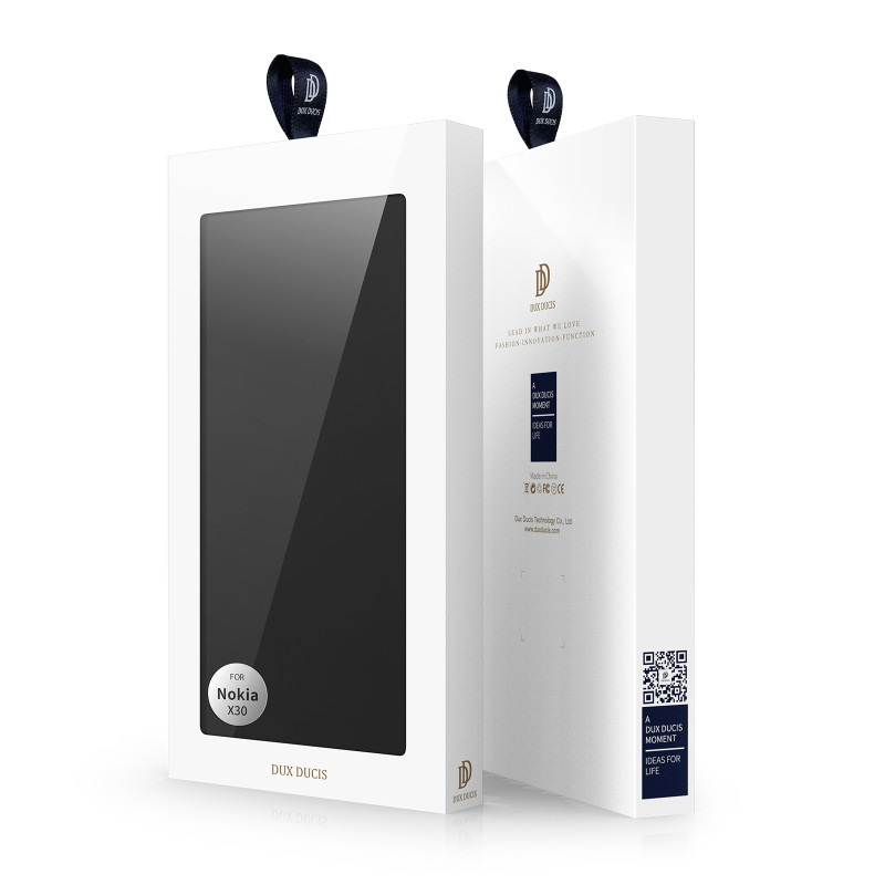 Dux Ducis Skin Pro dėklas, skirtas Nokia X30 dėklas su atvartu kortelių piniginės stovu juodas
