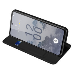 Dux Ducis Skin Pro dėklas, skirtas Nokia X30 dėklas su atvartu kortelių piniginės stovu juodas