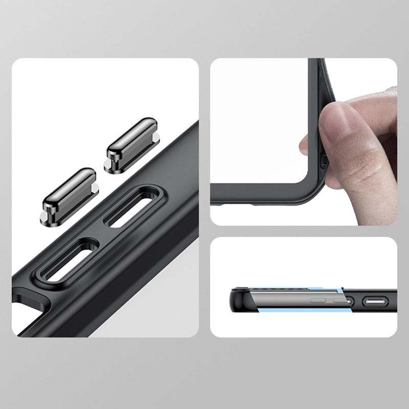 Outer Space Dėklas Samsung Galaxy S23+, dangtelis lanksčiu rėmeliu, juodas