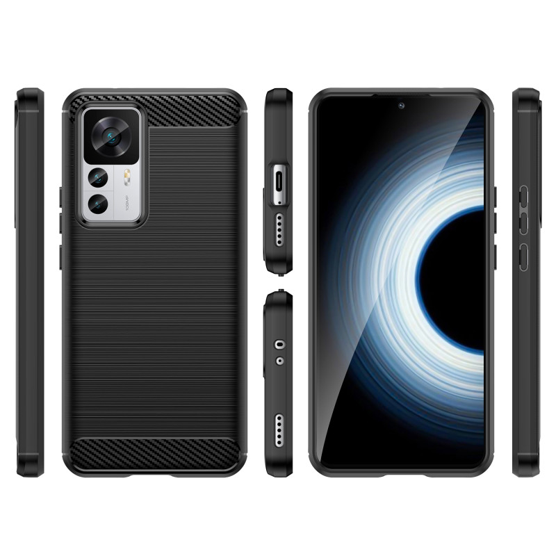 Anglies dėklas Xiaomi 12T Pro / Xiaomi 12T lankstus silikoninis anglies dangtelis juodas