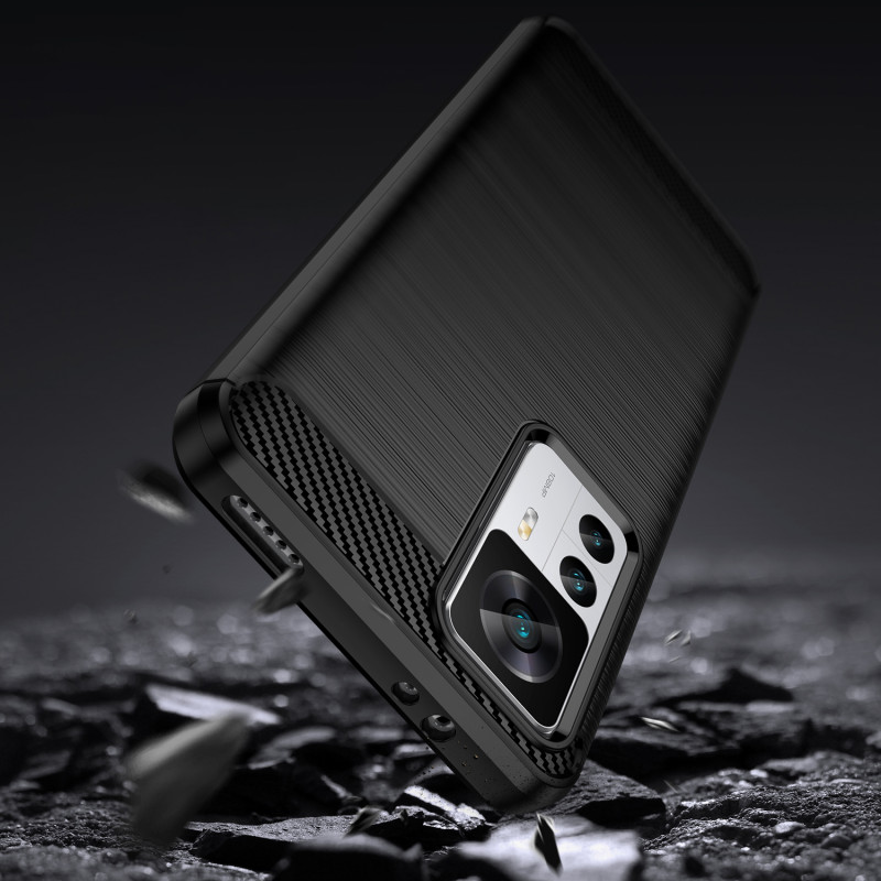 Anglies dėklas Xiaomi 12T Pro / Xiaomi 12T lankstus silikoninis anglies dangtelis juodas
