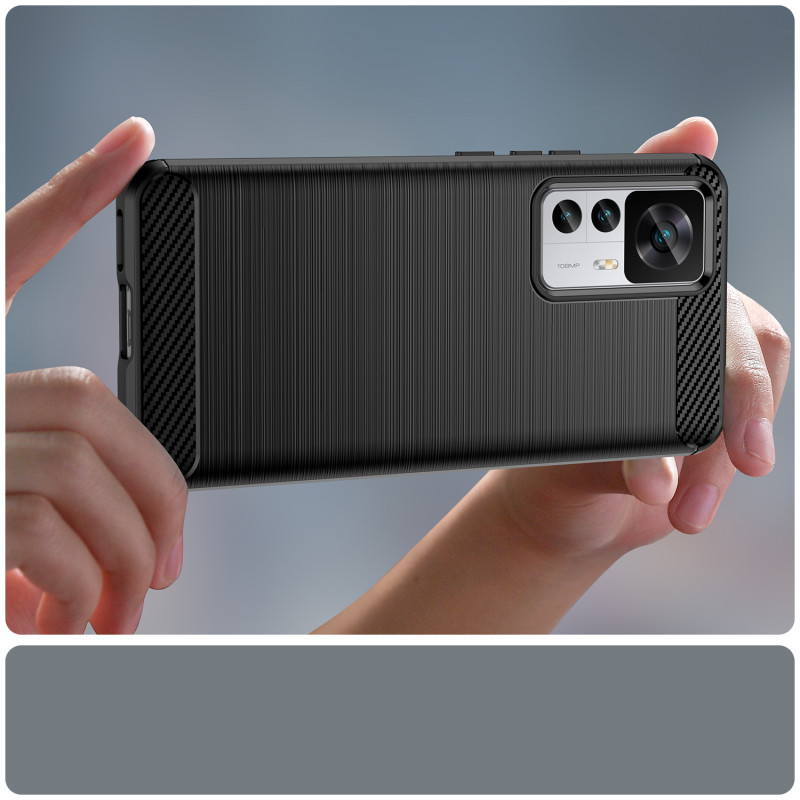 Anglies dėklas Xiaomi 12T Pro / Xiaomi 12T lankstus silikoninis anglies dangtelis juodas