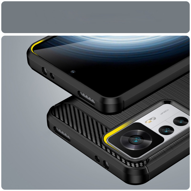 Anglies dėklas Xiaomi 12T Pro / Xiaomi 12T lankstus silikoninis anglies dangtelis juodas