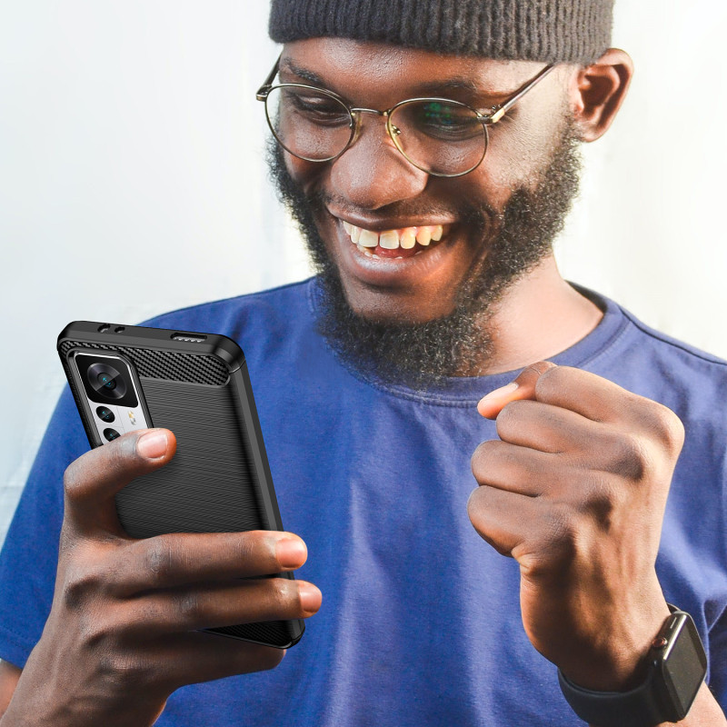 Anglies dėklas Xiaomi 12T Pro / Xiaomi 12T lankstus silikoninis anglies dangtelis juodas