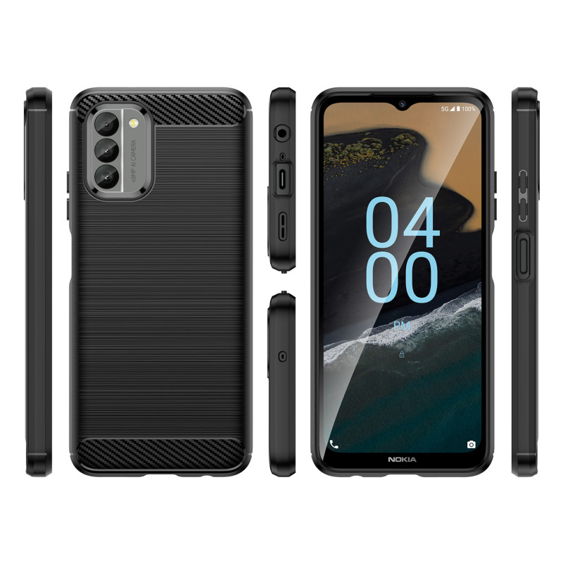 Carbon Case Nokia G400 lankstus silikoninis anglies dangtelis juodas