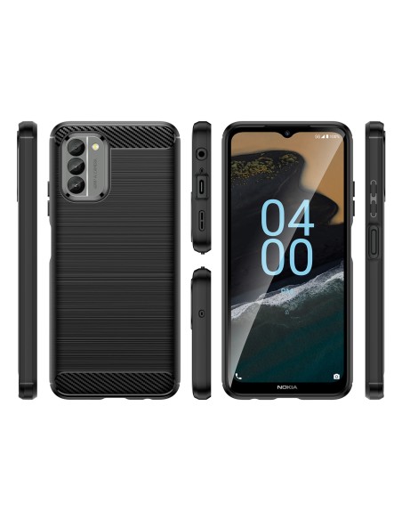 Carbon Case Nokia G400 lankstus silikoninis anglies dangtelis juodas
