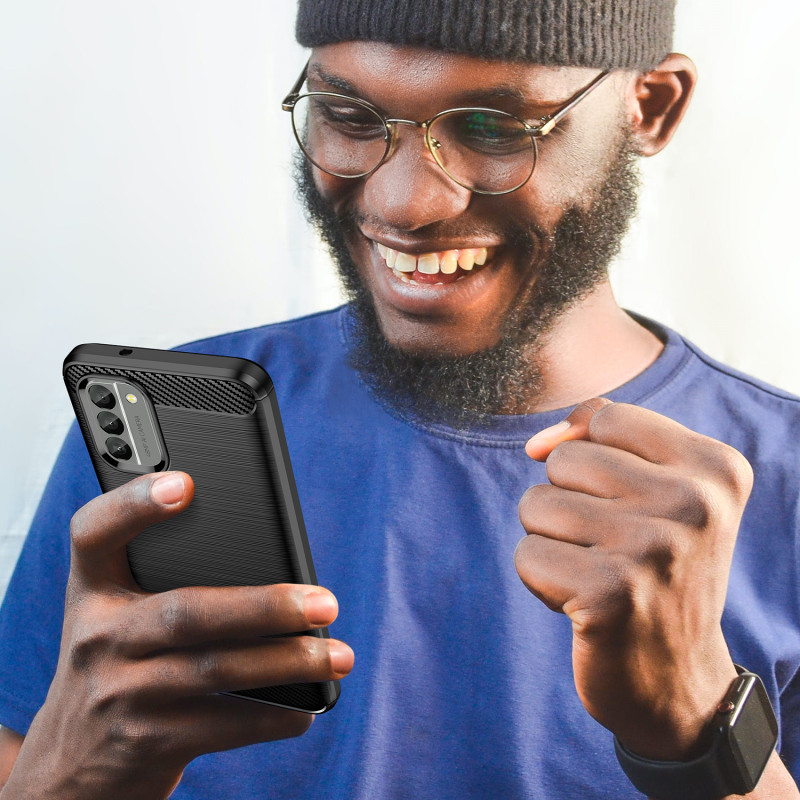 Carbon Case Nokia G400 lankstus silikoninis anglies dangtelis juodas