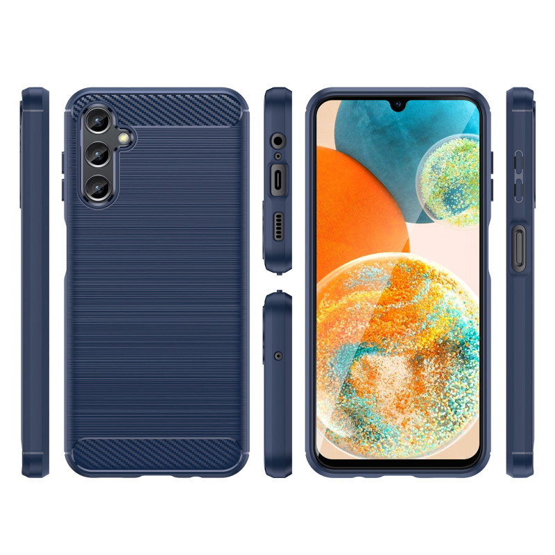 Anglies dėklas Samsung Galaxy A14 5G lankstus silikoninis anglies dangtelis mėlynas