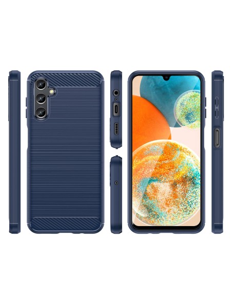 Anglies dėklas Samsung Galaxy A14 5G lankstus silikoninis anglies dangtelis mėlynas Anglies dėklas Samsung Galaxy A14 5G lankstus silikoninis anglies dangtelis mėlynas