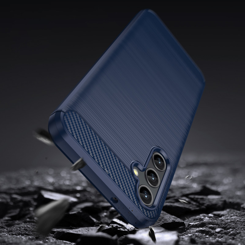 Anglies dėklas Samsung Galaxy A14 5G lankstus silikoninis anglies dangtelis mėlynas