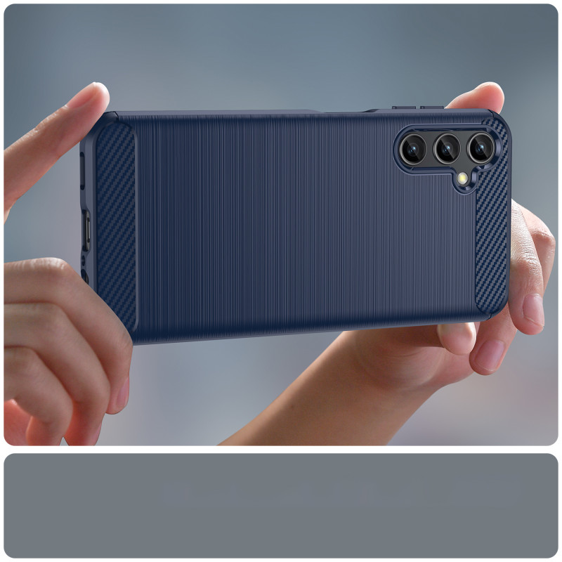 Anglies dėklas Samsung Galaxy A14 5G lankstus silikoninis anglies dangtelis mėlynas