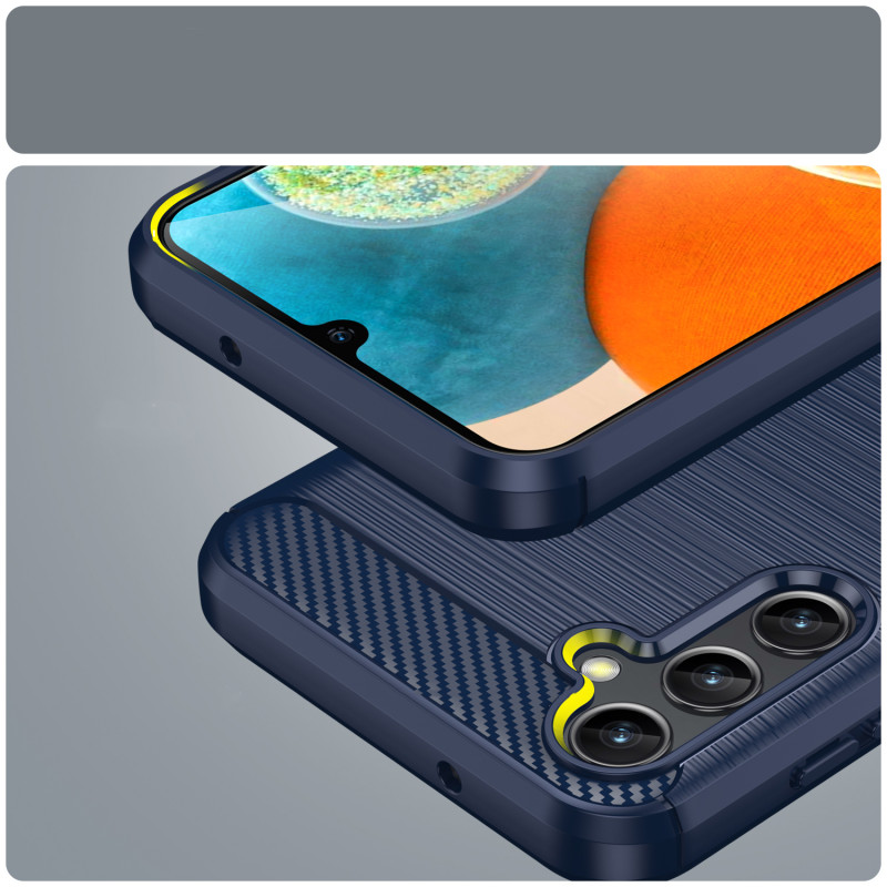 Anglies dėklas Samsung Galaxy A14 5G lankstus silikoninis anglies dangtelis mėlynas