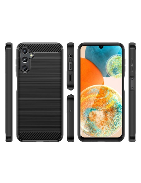 Anglies dėklas Samsung Galaxy A14 5G lankstus silikoninis anglies dangtelis juodas
