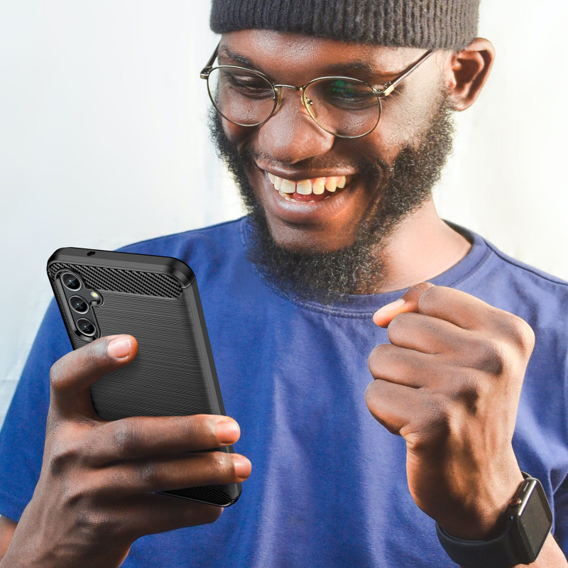 Anglies dėklas Samsung Galaxy A14 5G lankstus silikoninis anglies dangtelis juodas