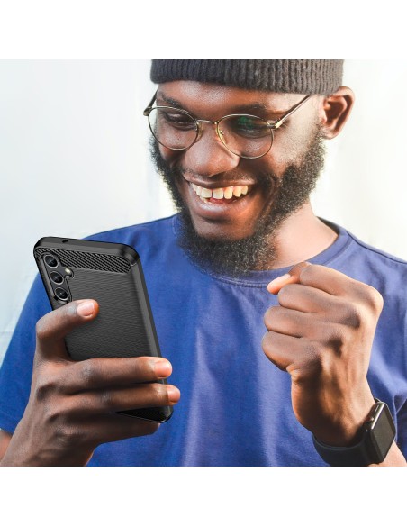 Anglies dėklas Samsung Galaxy A14 5G lankstus silikoninis anglies dangtelis juodas