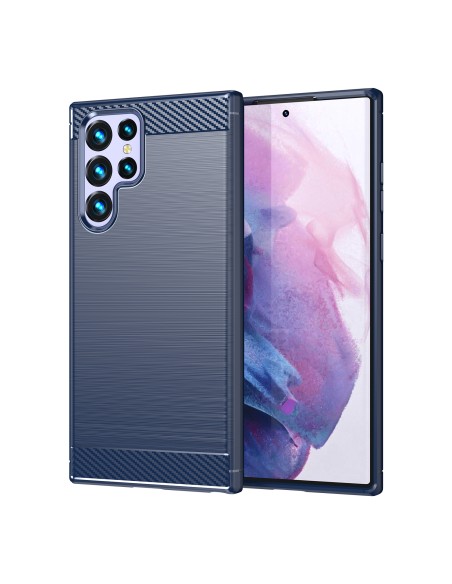 Anglies dėklas, skirtas Samsung Galaxy S23 Ultra lankstus silikoninis anglies dangtelis mėlynas