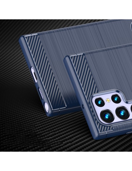 Anglies dėklas, skirtas Samsung Galaxy S23 Ultra lankstus silikoninis anglies dangtelis mėlynas