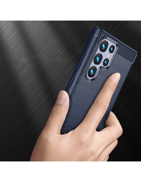 Anglies dėklas, skirtas Samsung Galaxy S23 Ultra lankstus silikoninis anglies dangtelis mėlynas