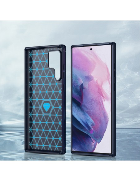 Anglies dėklas, skirtas Samsung Galaxy S23 Ultra lankstus silikoninis anglies dangtelis mėlynas