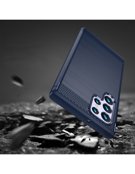 Anglies dėklas, skirtas Samsung Galaxy S23 Ultra lankstus silikoninis anglies dangtelis mėlynas