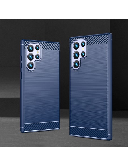 Anglies dėklas, skirtas Samsung Galaxy S23 Ultra lankstus silikoninis anglies dangtelis mėlynas