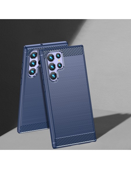 Anglies dėklas, skirtas Samsung Galaxy S23 Ultra lankstus silikoninis anglies dangtelis mėlynas