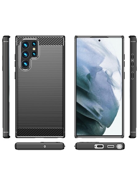 Anglies dėklas Samsung Galaxy S23 Itin lankstus anglies silikoninis dangtelis juodas