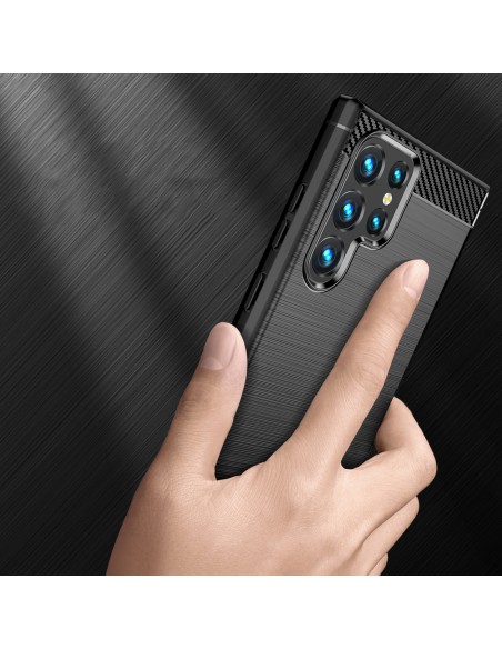 Anglies dėklas Samsung Galaxy S23 Itin lankstus anglies silikoninis dangtelis juodas