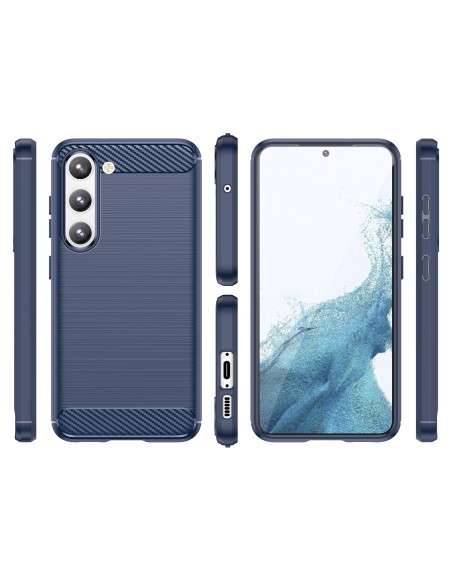 Anglies dėklas Samsung Galaxy S23+, lankstus silikoninis anglies dangtelis, mėlynas