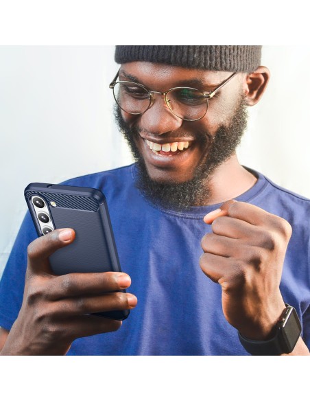 Anglies dėklas Samsung Galaxy S23+, lankstus silikoninis anglies dangtelis, mėlynas